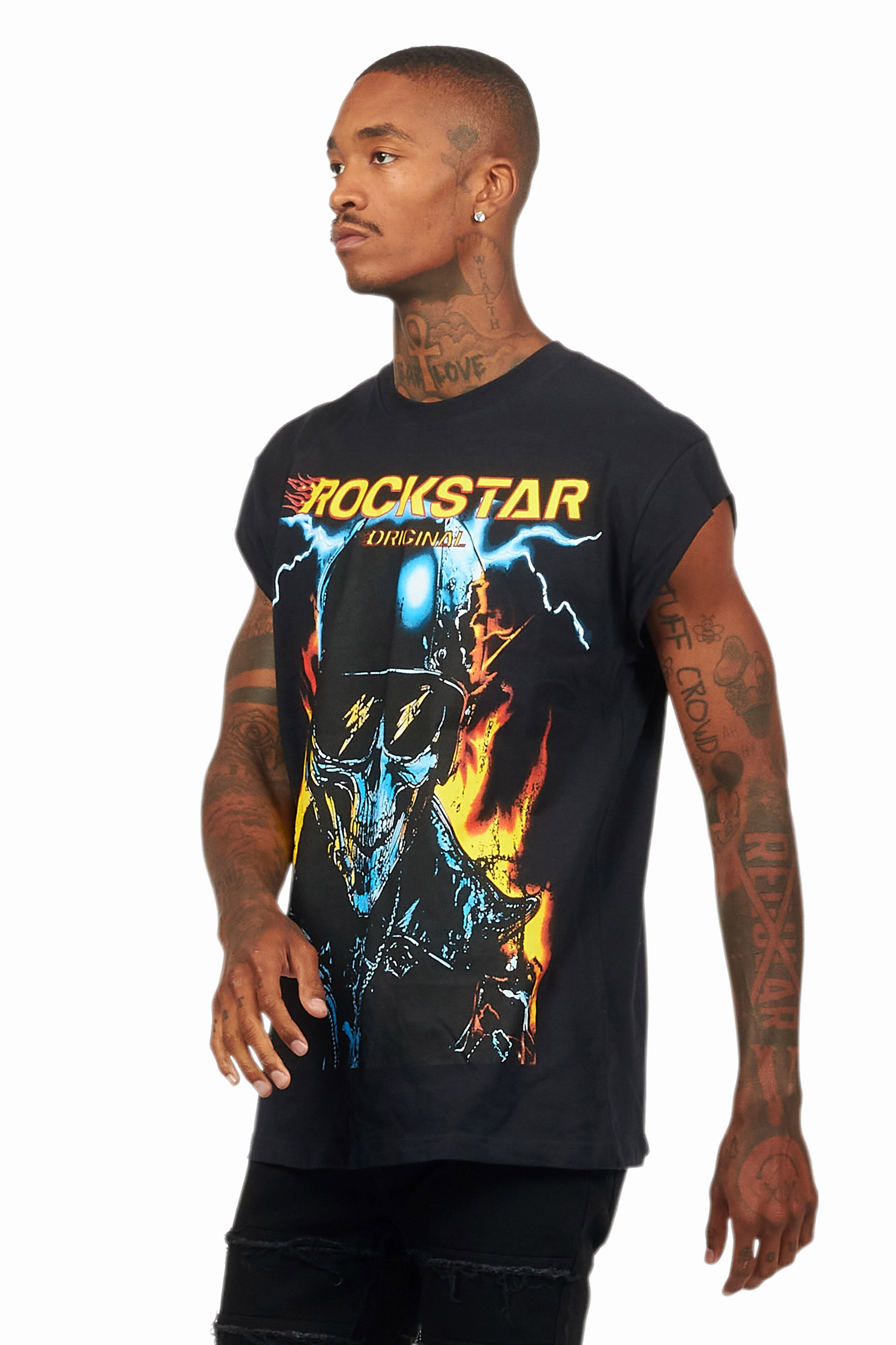 Balius Black Graphic Muscle T-Shirt