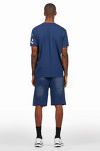 Rafix Navy Graphic T-Shirt Short Set