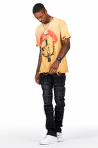 Folant Black Stacked Cargo Flare Jean