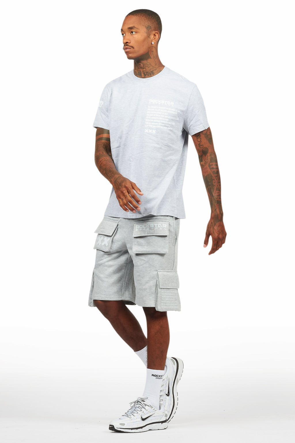 Jash Heather Grey/White Short Set