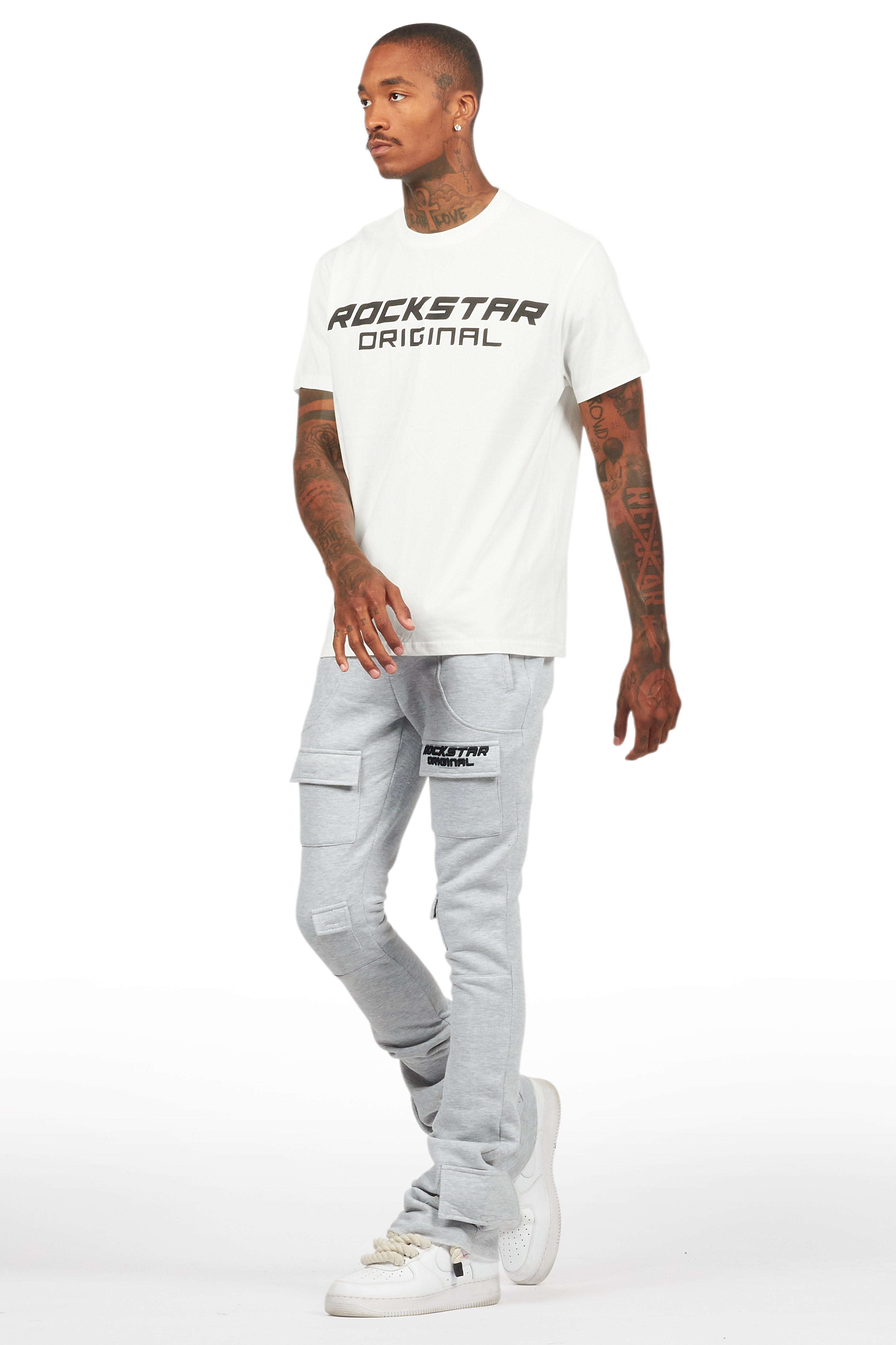 Connor Heather Grey T-Shirt/Stacked Flare Track Set