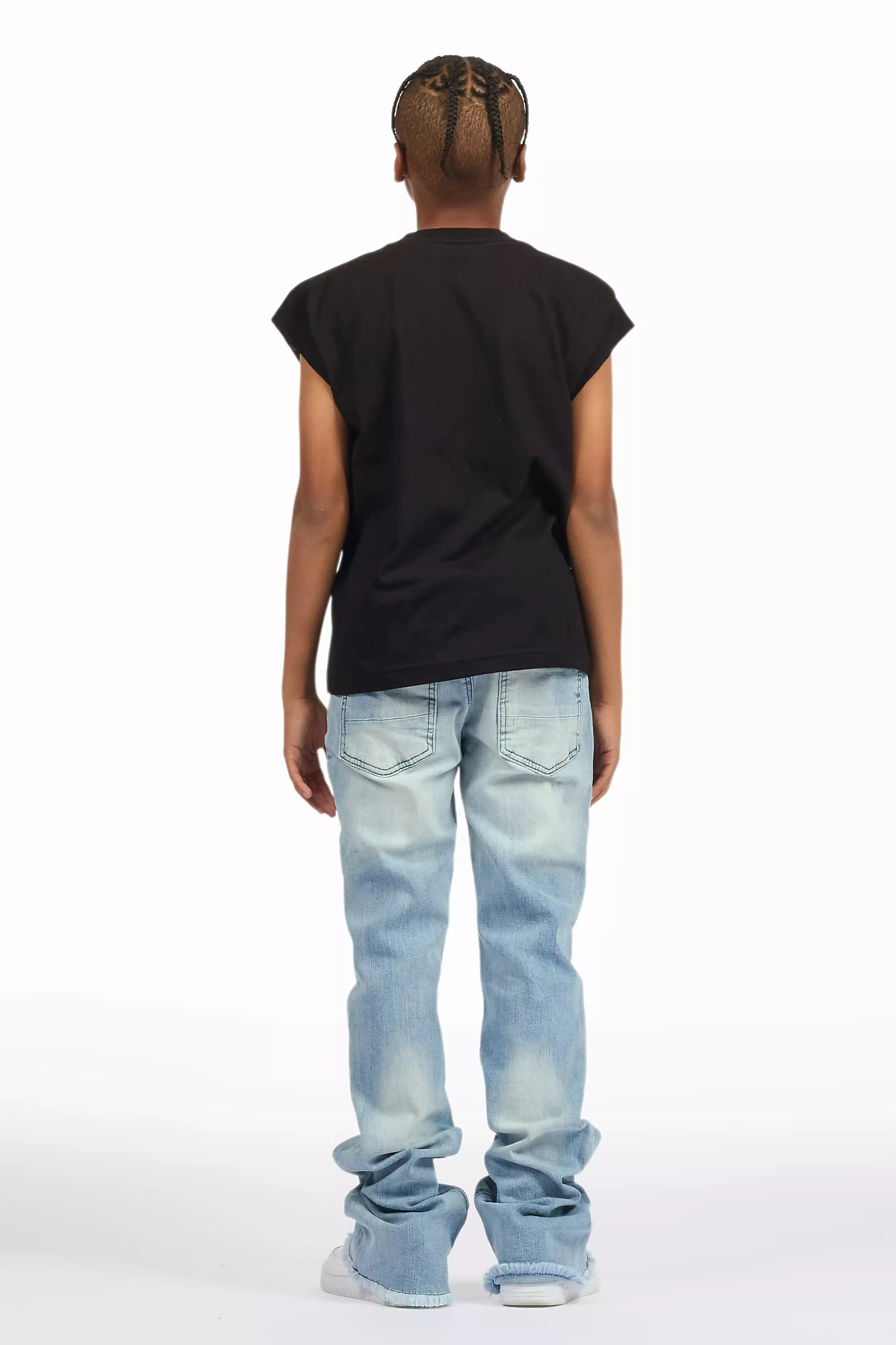 Boys Dag Dark Blue Stacked Flare Jean