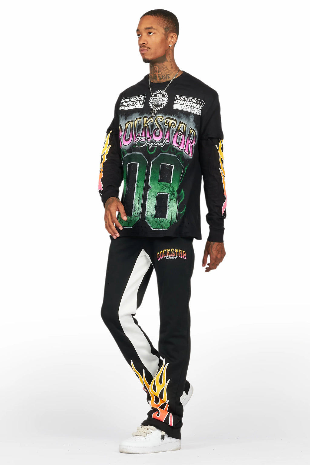 Quito Double Layer T-Shirt/Stacked Baggy Track Pant Set