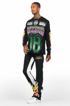 Quito Double Layer T-Shirt/Stacked Baggy Track Pant Set