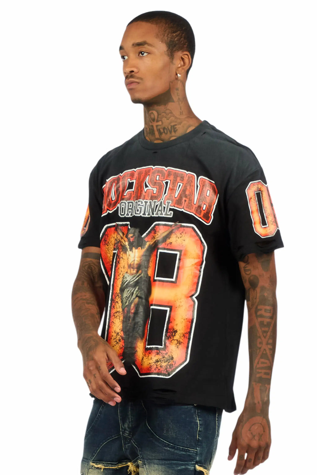 Fields Black/Orange Oversized Graphic T-Shirt