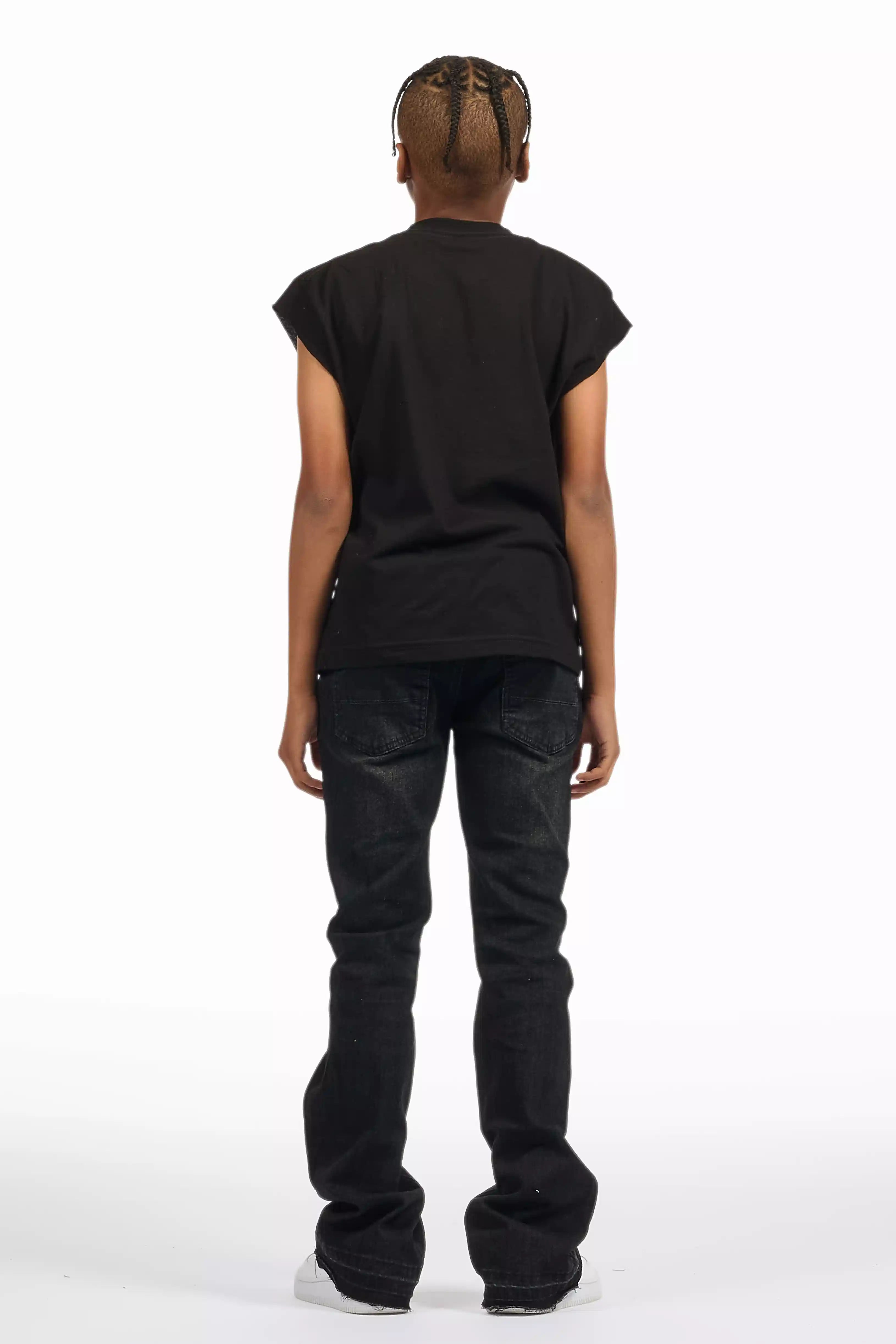 Boys Stellan Black Stacked Flare Jean