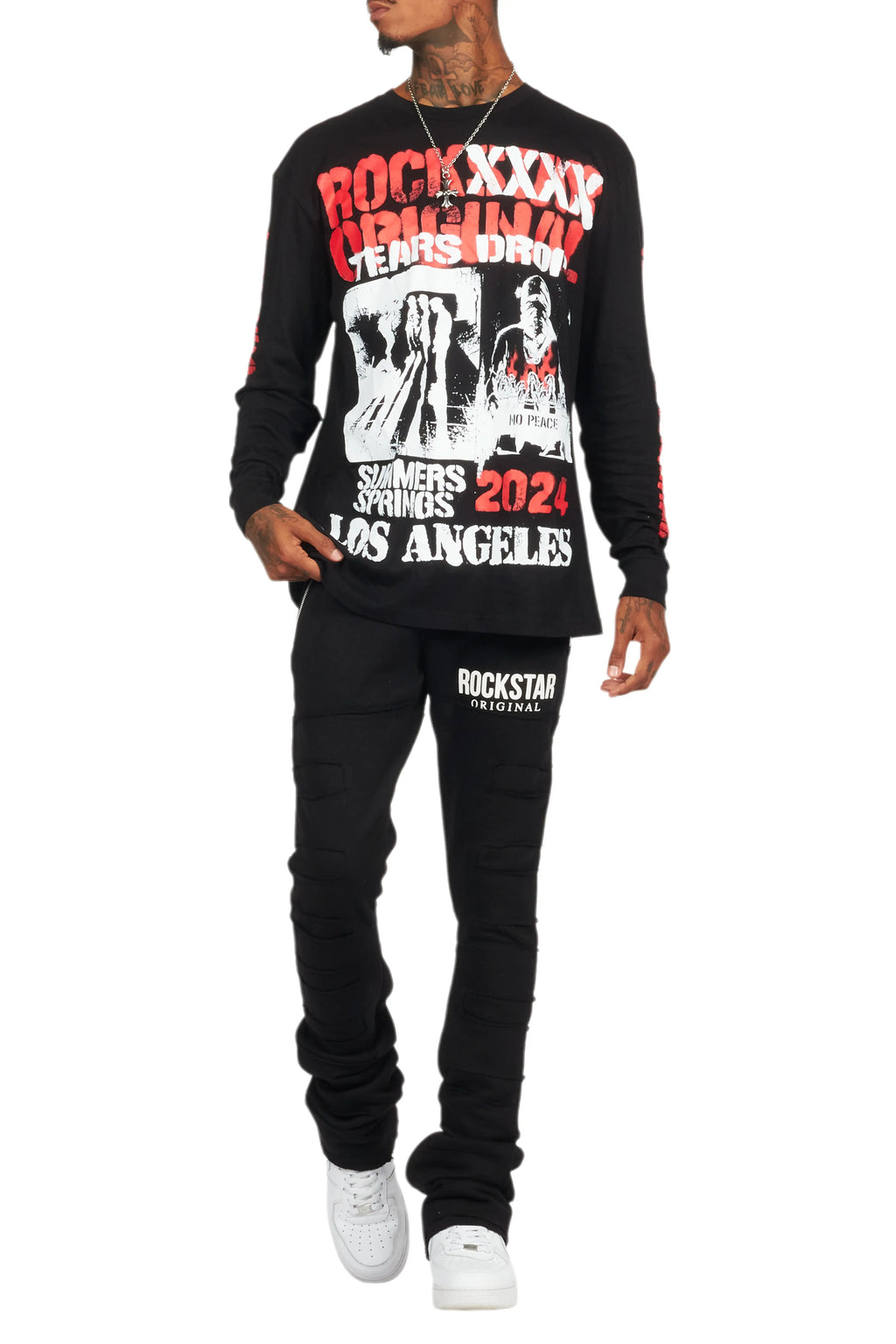 Omer Black Long Sleeve Graphic T-Shirt