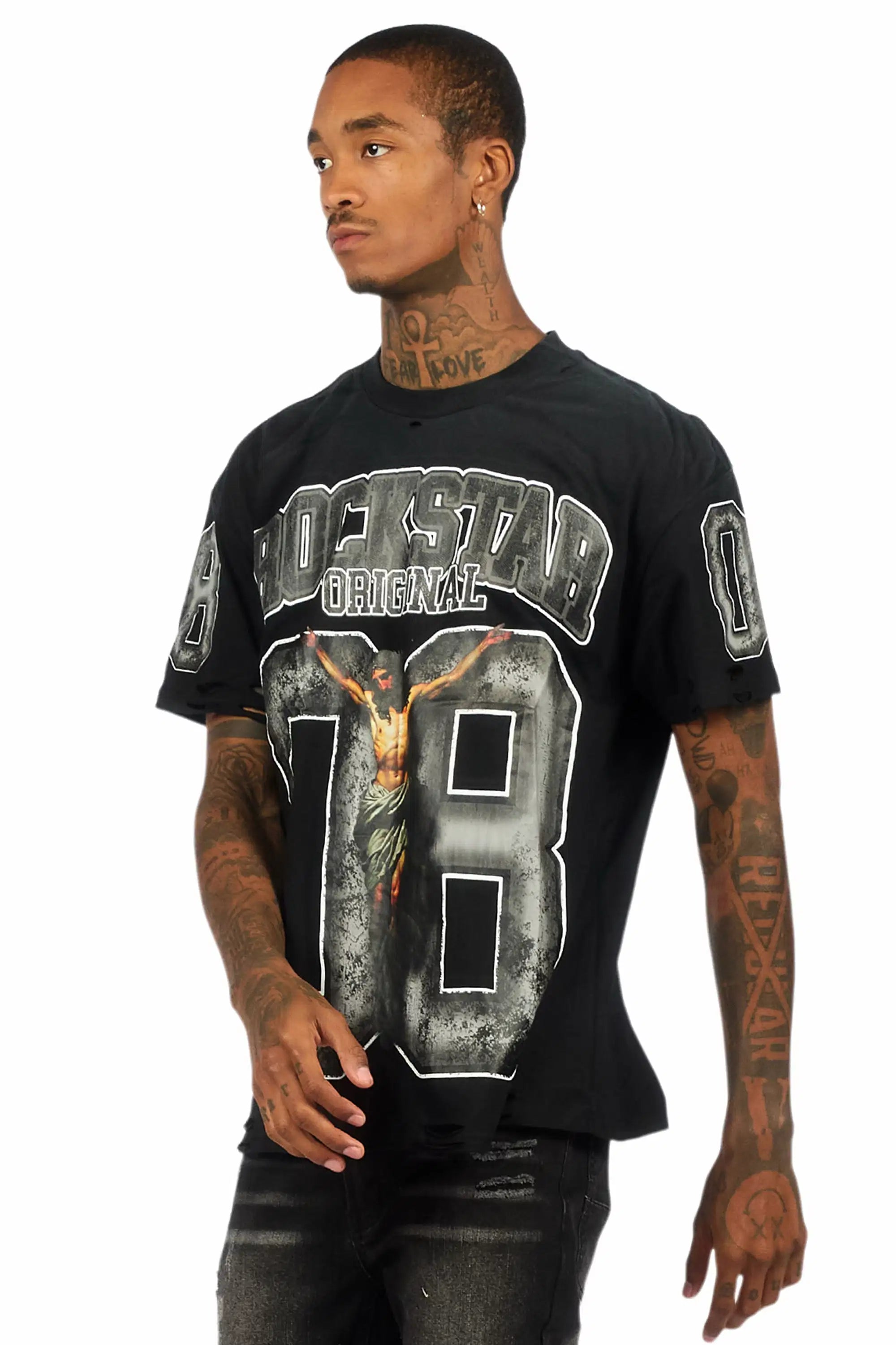 Fields Black/Grey Oversized Graphic T-Shirt