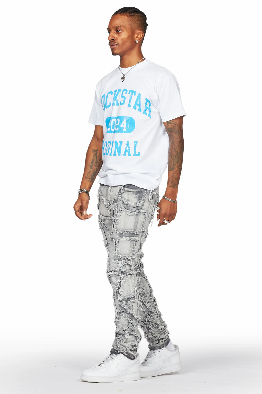 Hakim Grey Patchwork Skinny Fit Jean