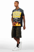 Beno Black/Yellow T-Shirt/Denim Short Set