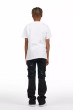 Boys Adalee Black Slim Stacked Flare Cargo Jean