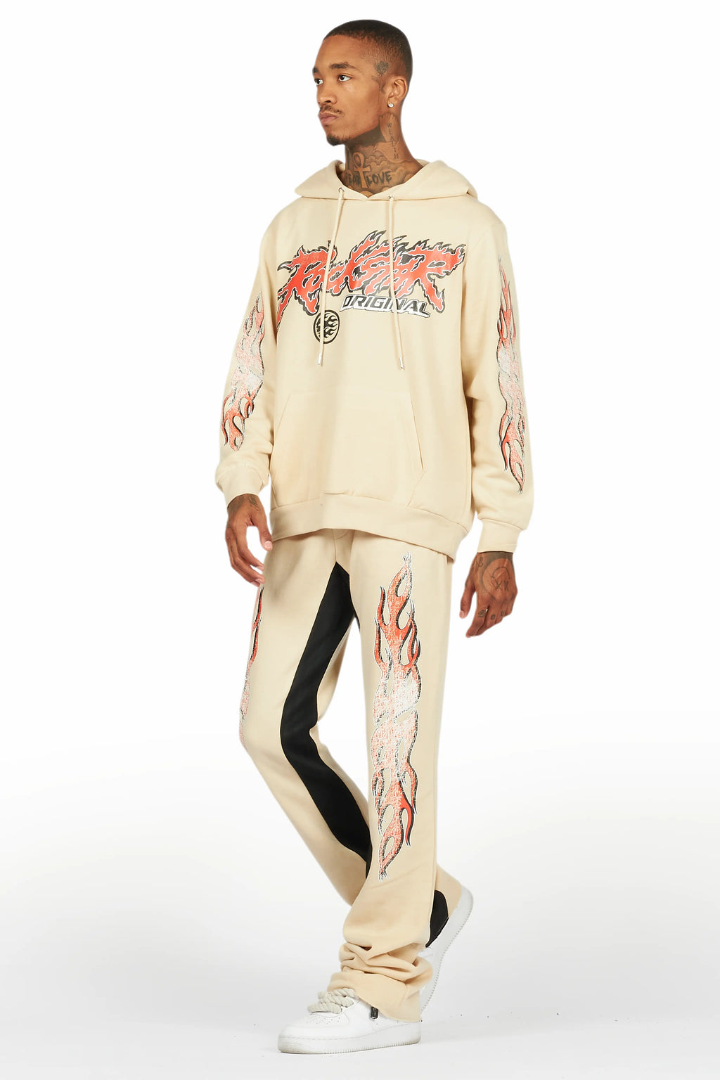 Yash Beige Hoodie Baggy Fit Pant Track Set