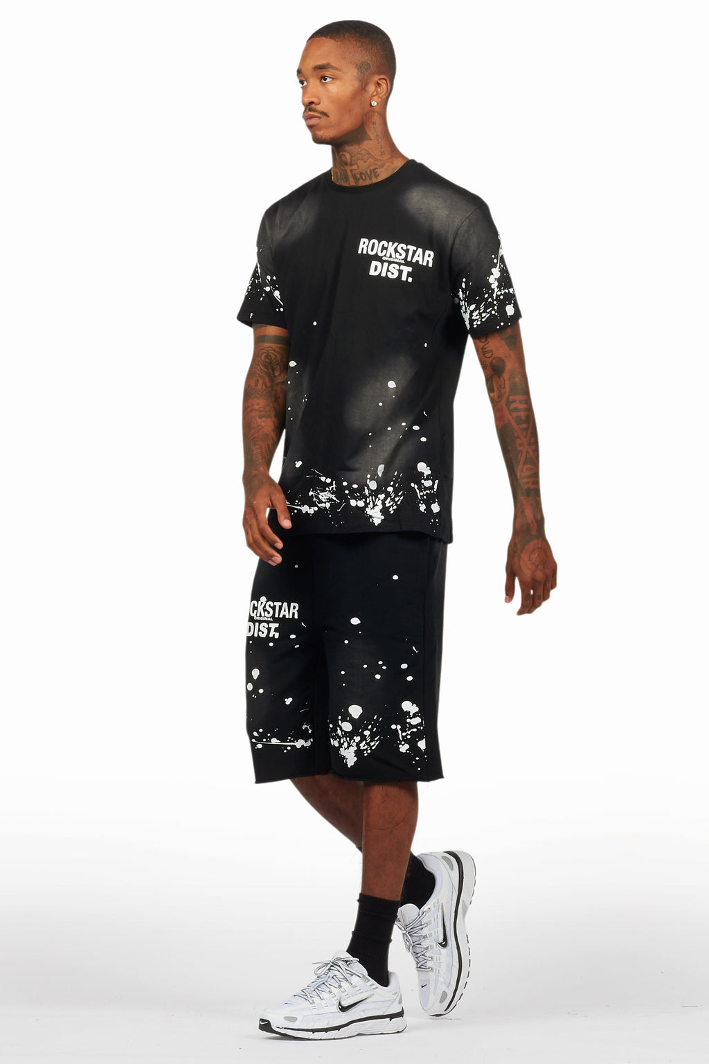 Rafix Black Graphic T-Shirt Short Set