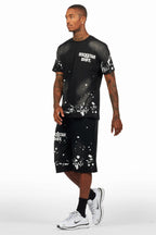 Rafix Black Graphic T-Shirt Short Set