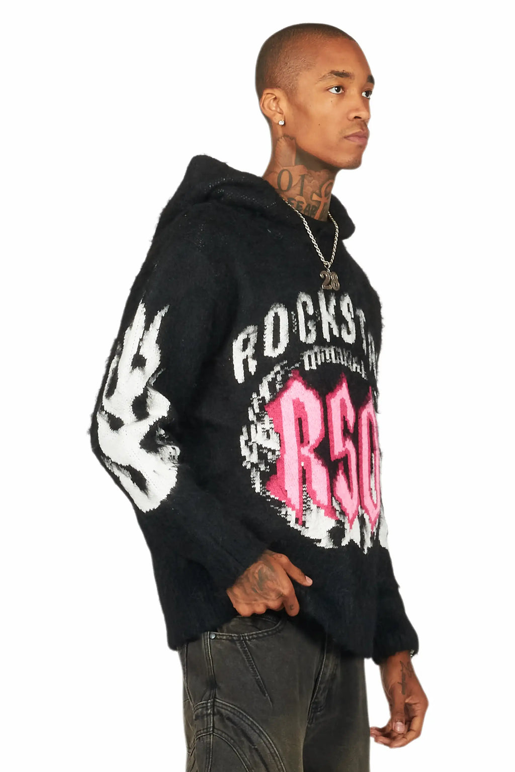 Boaz Black Graphic Mohair Hoodie