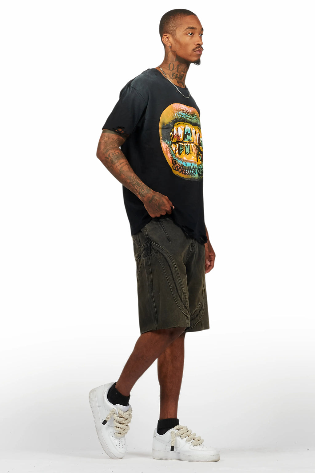 Gonen Black T-Shirt/Denim Short Set