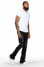 Talasi Black Painter Stacked Flare Jean