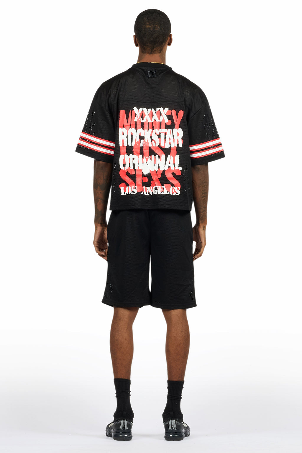 Crown Black Mesh Jersey Short Set