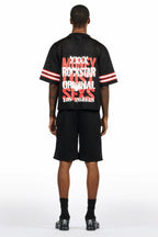 Crown Black Mesh Jersey Short Set