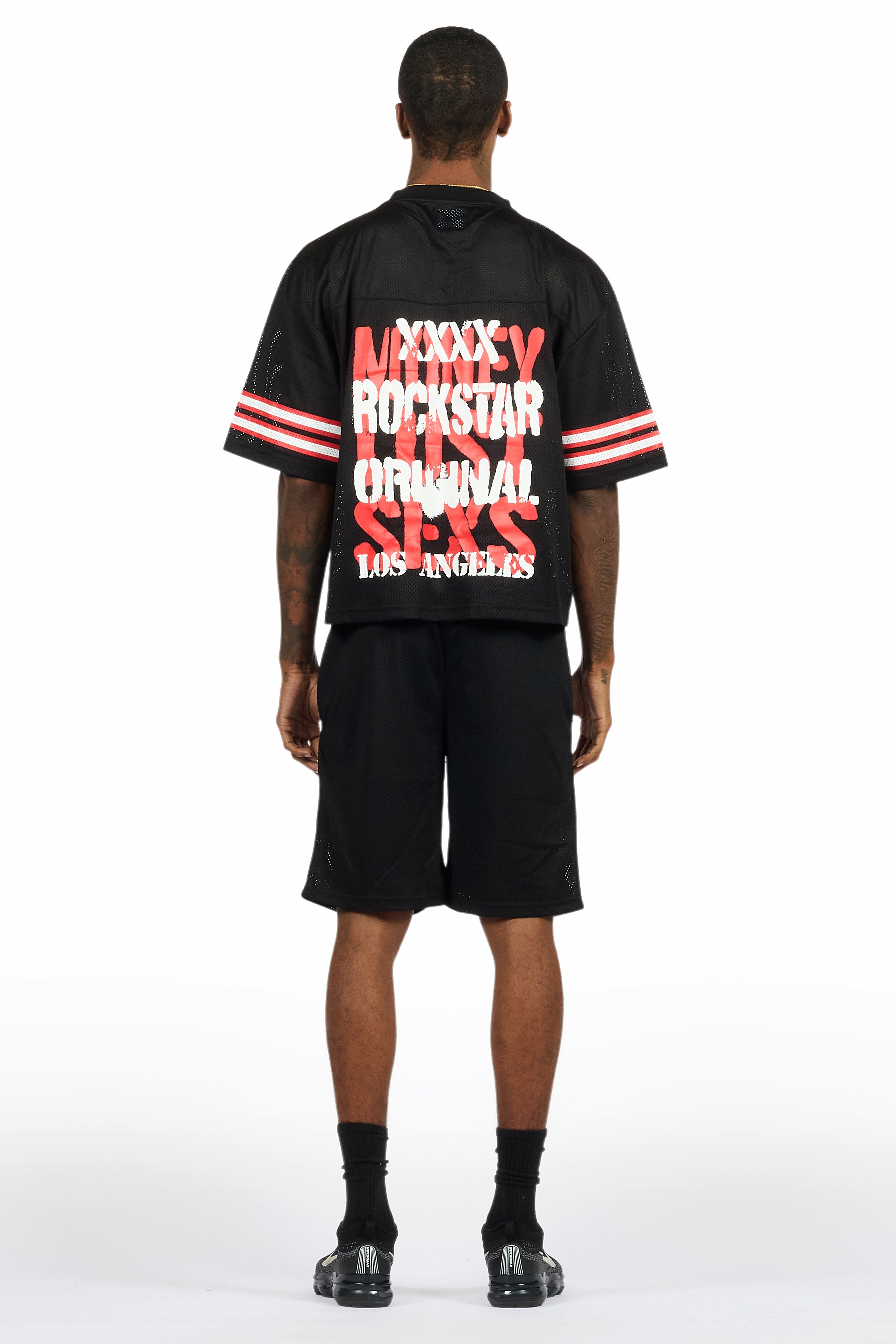 Crown Black Mesh Jersey Short Set