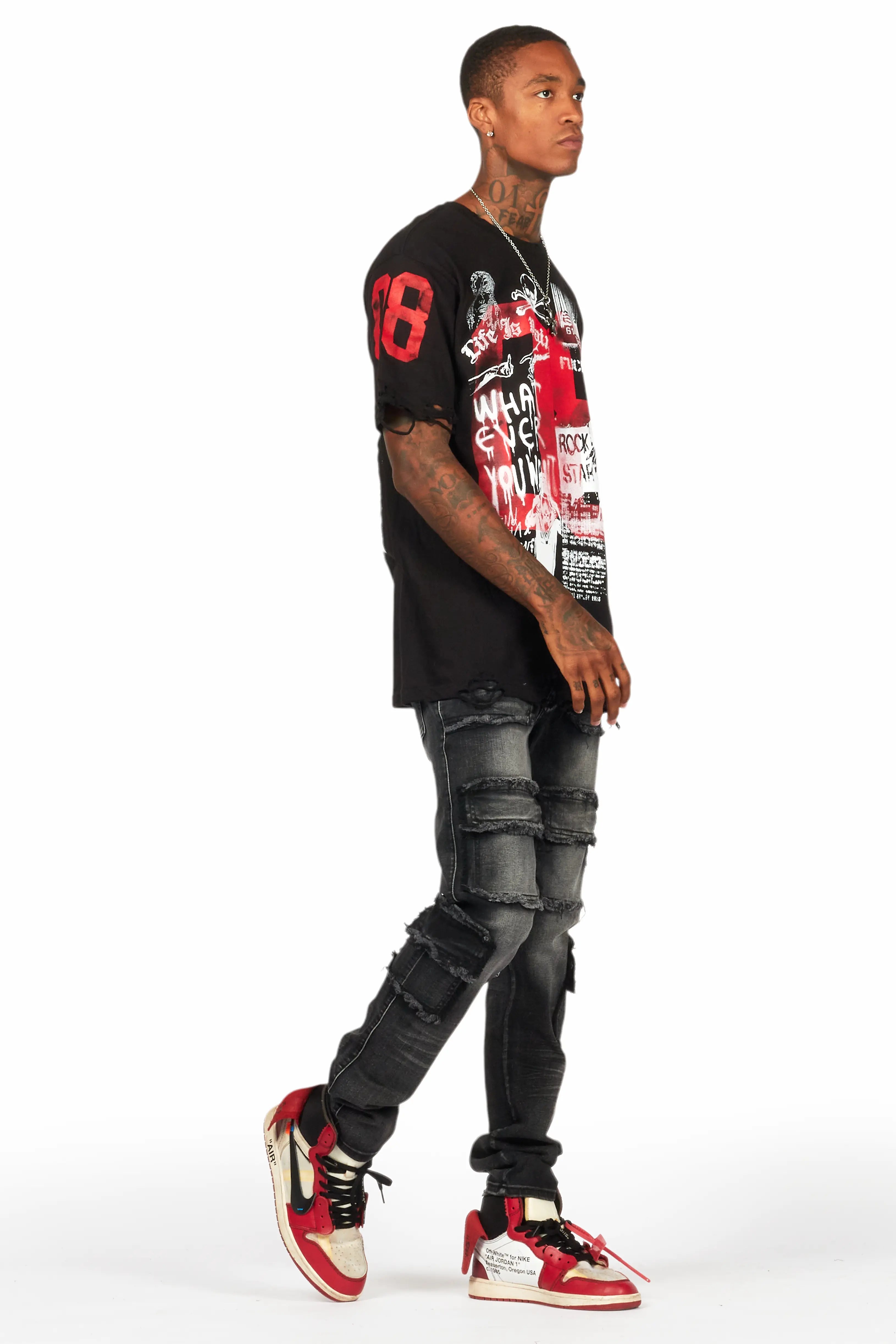 Grill Black/White Graphic Oversized T-Shirt