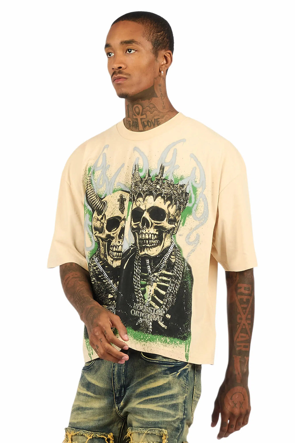 Kingston Beige/Black Boxy Crop T-Shirt