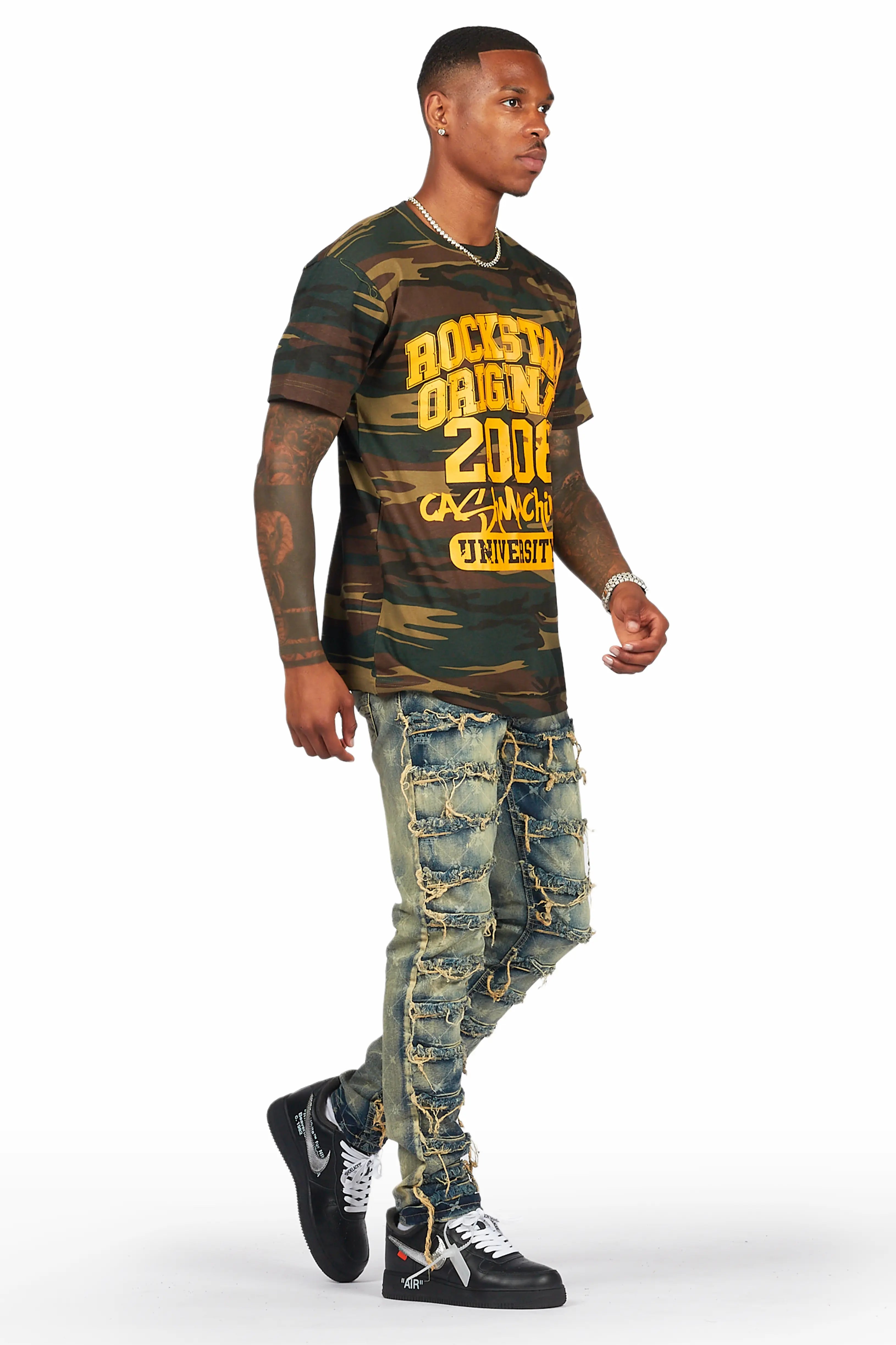 Pasha Indigo Slim Fit Frayed Jean