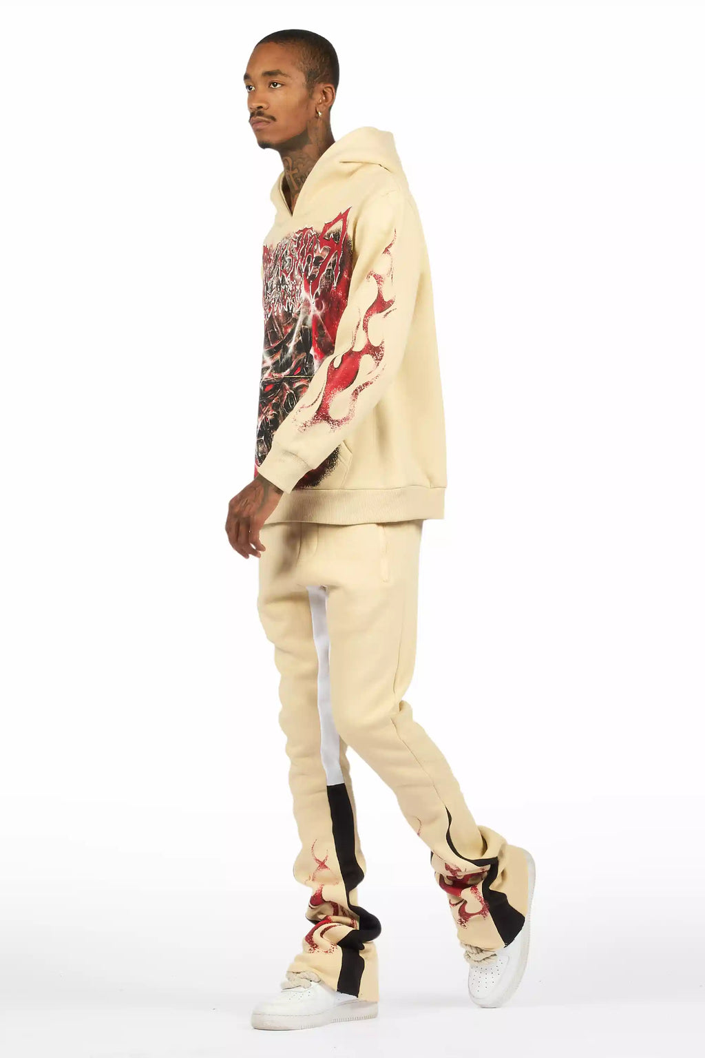 Torrez Beige/Red Hoodie/Stacked Track Set