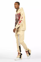 Torrez Beige/Red Hoodie/Stacked Track Set