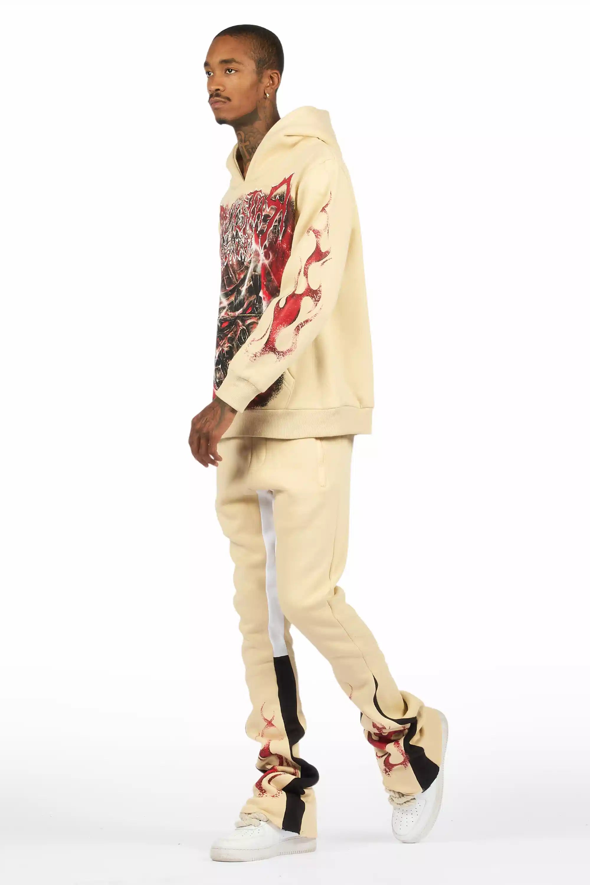 Torrez Beige/Red Hoodie/Stacked Track Set