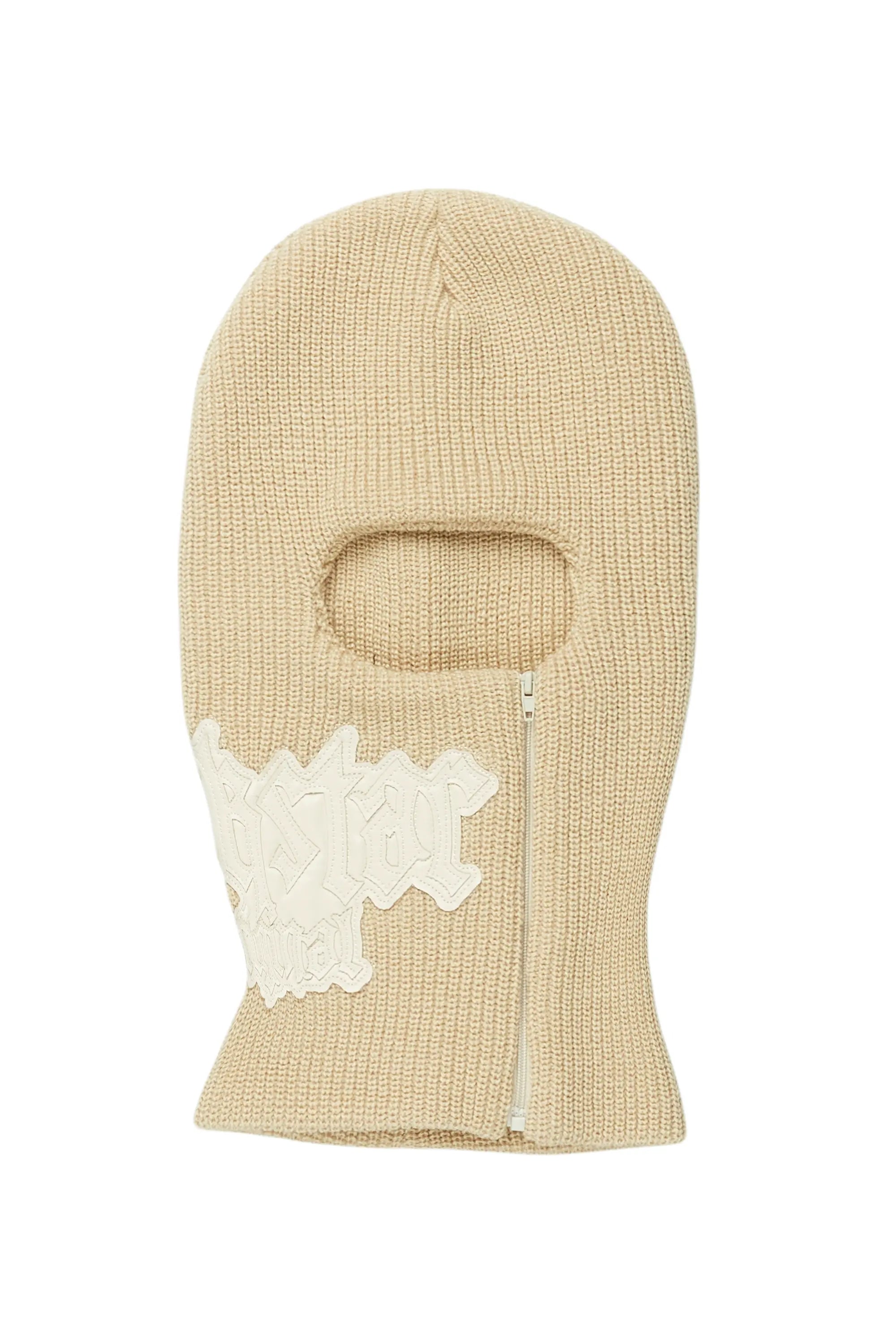 Zaya Beige Rubber Patch Ski Mask
