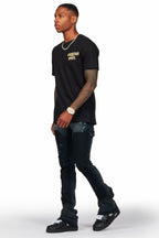 Serrano Black Stacked Flare Jean