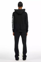 Bixner Black/Multi Hoodie/Baggy Stacked Track Pant Set