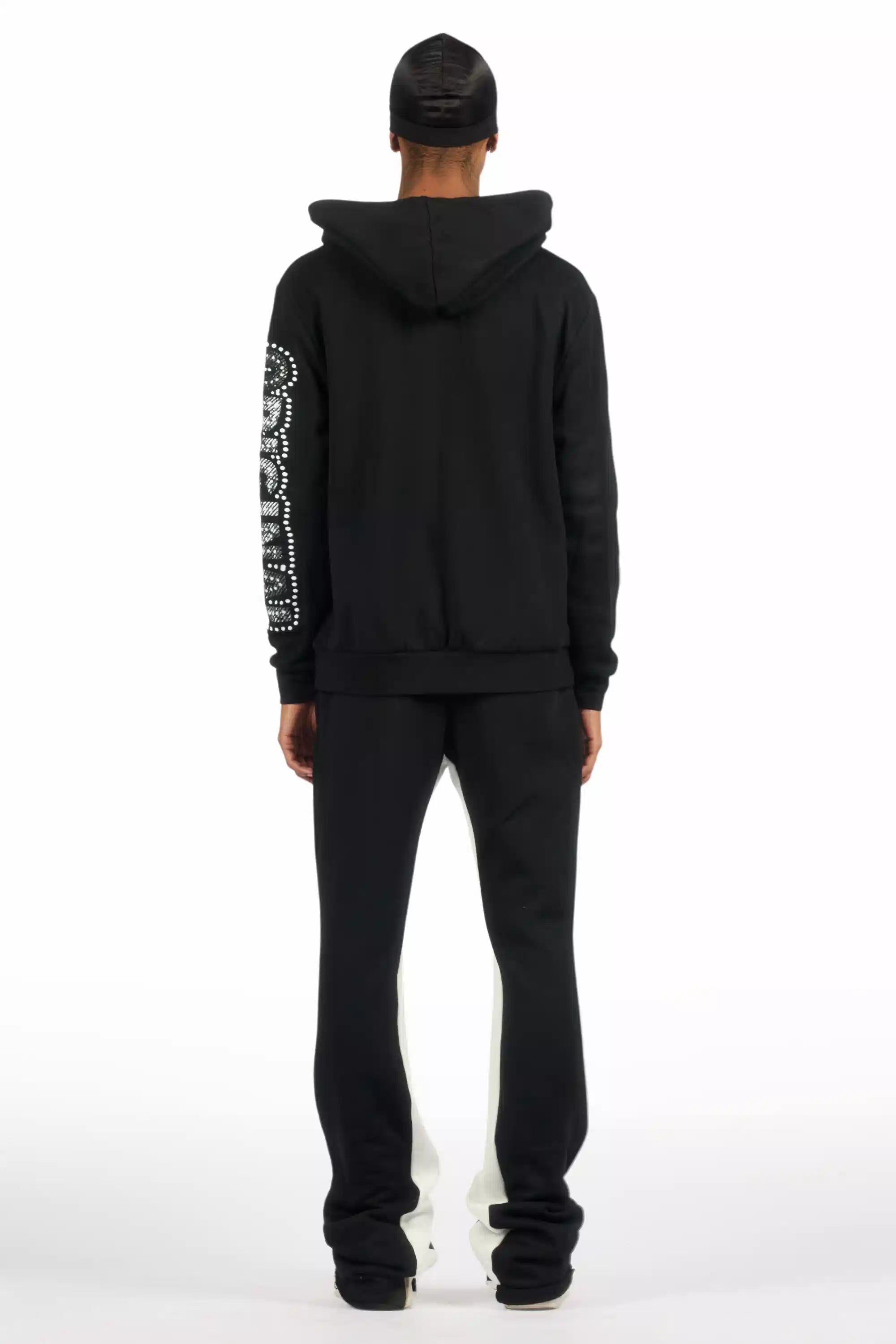 Bixner Black/Multi Hoodie/Baggy Stacked Track Pant Set