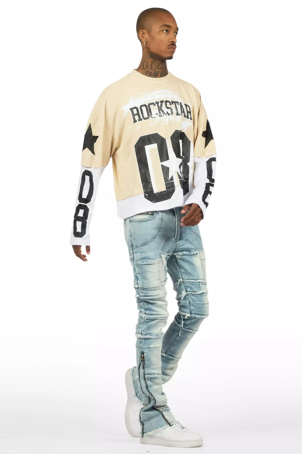 Horado Light Blue Wash Stacked Flare Jean