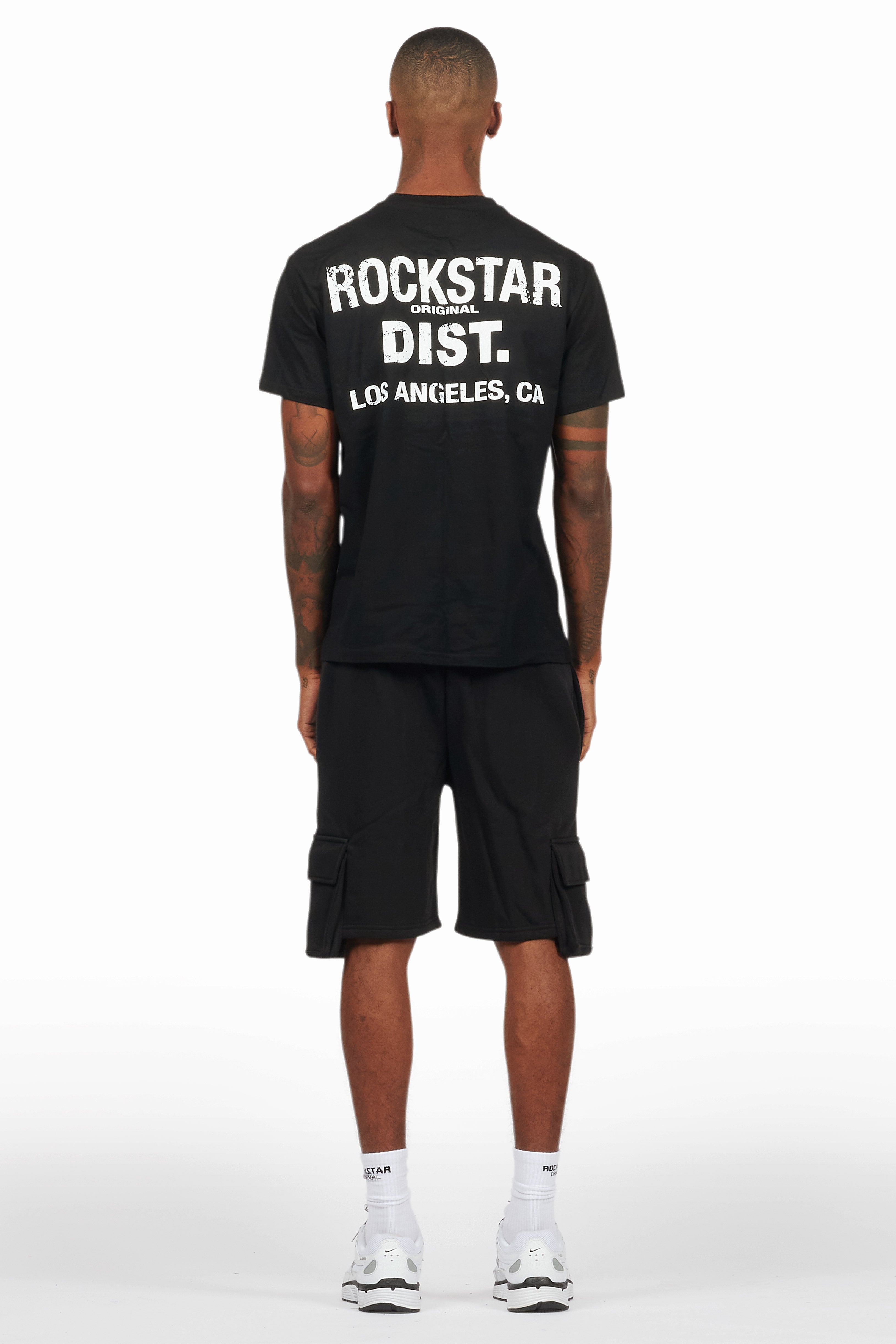 Raffer Black/White T-Shirt Cargo Shorts Set