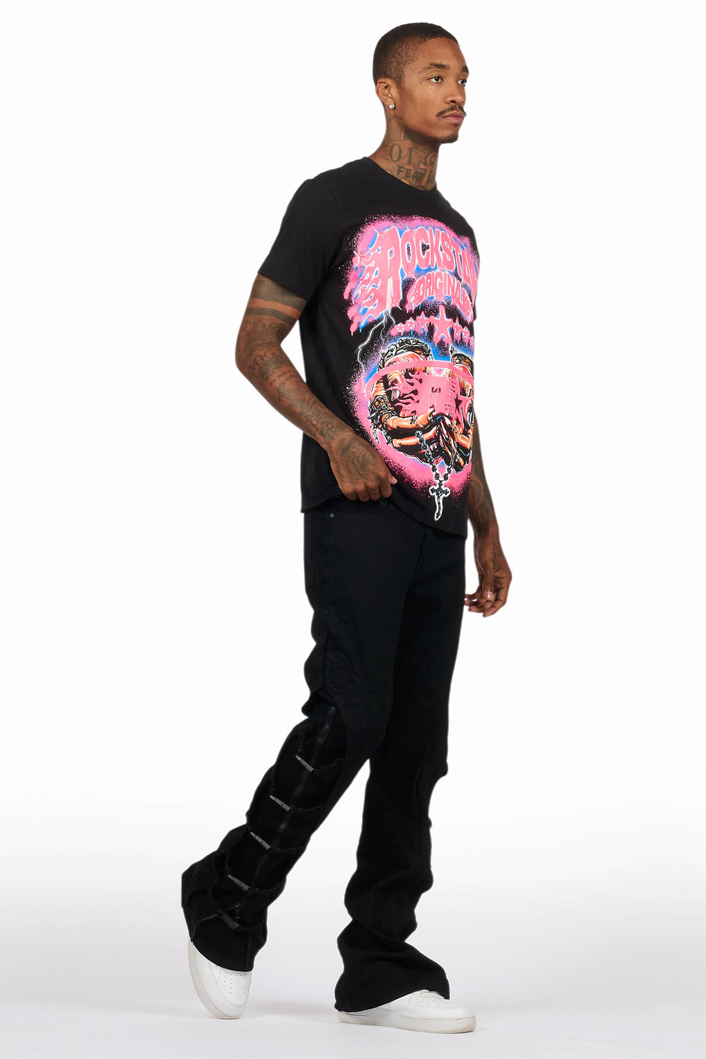 Attila Black Stacked Flare Jean