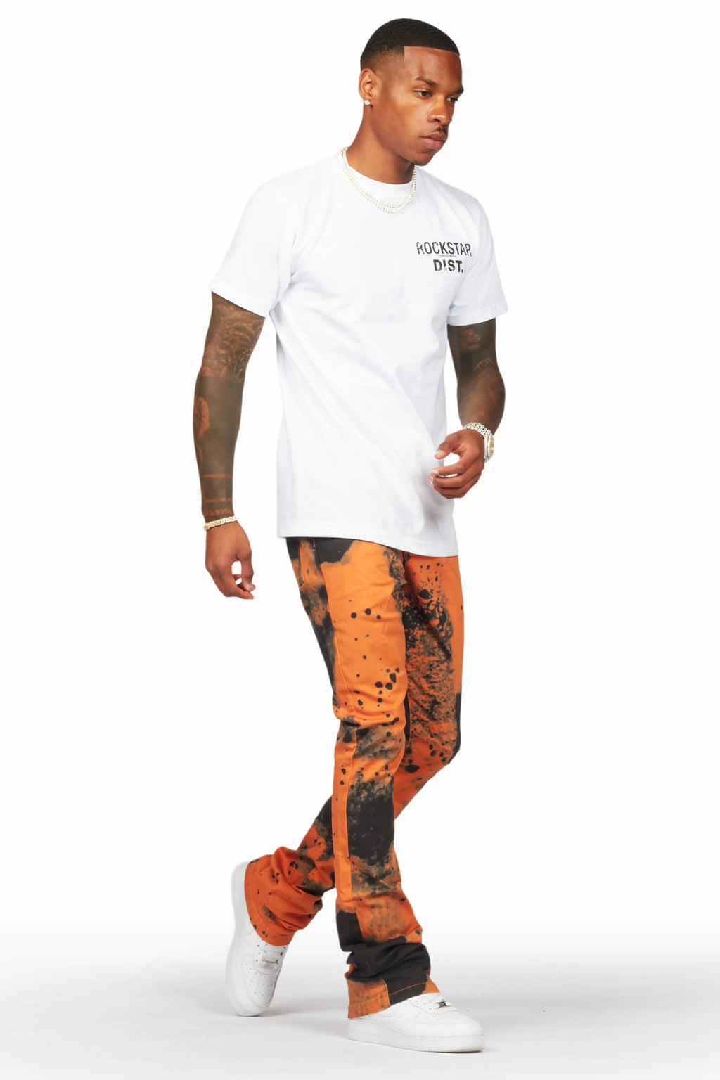 Alam Orange Stacked Flare Pant