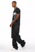 Discolite Rhinestone Jet Black Baggy Jean