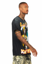 Loman Black Oversized Graphic T-Shirt