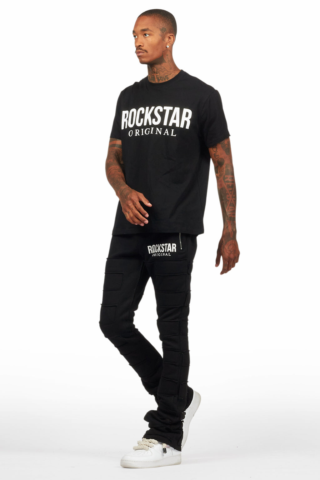 Emilio Black T-Shirt/Stacked Flare Track Set