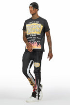 Beno Black/Yellow T-Shirt/Stacked Flare Track Set