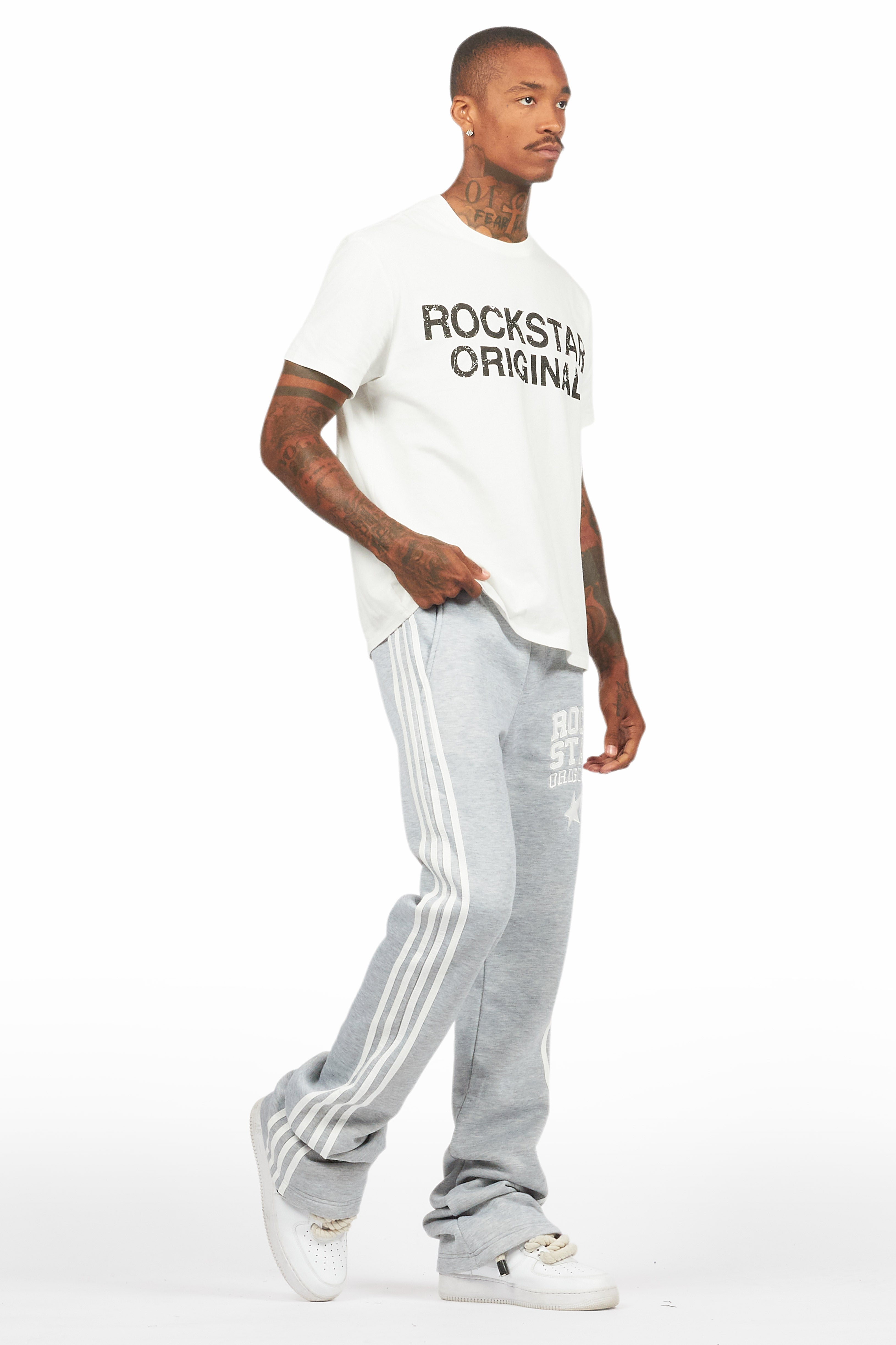 Gerrit Heather Grey Fleece Stacked Baggy Track Pant