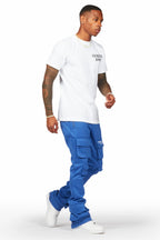 Connor Royal Blue Stacked Flare Track Pant