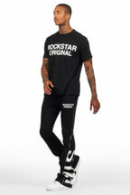 Deniska Black T-Shirt/Baggy Stacked Flare Track Set