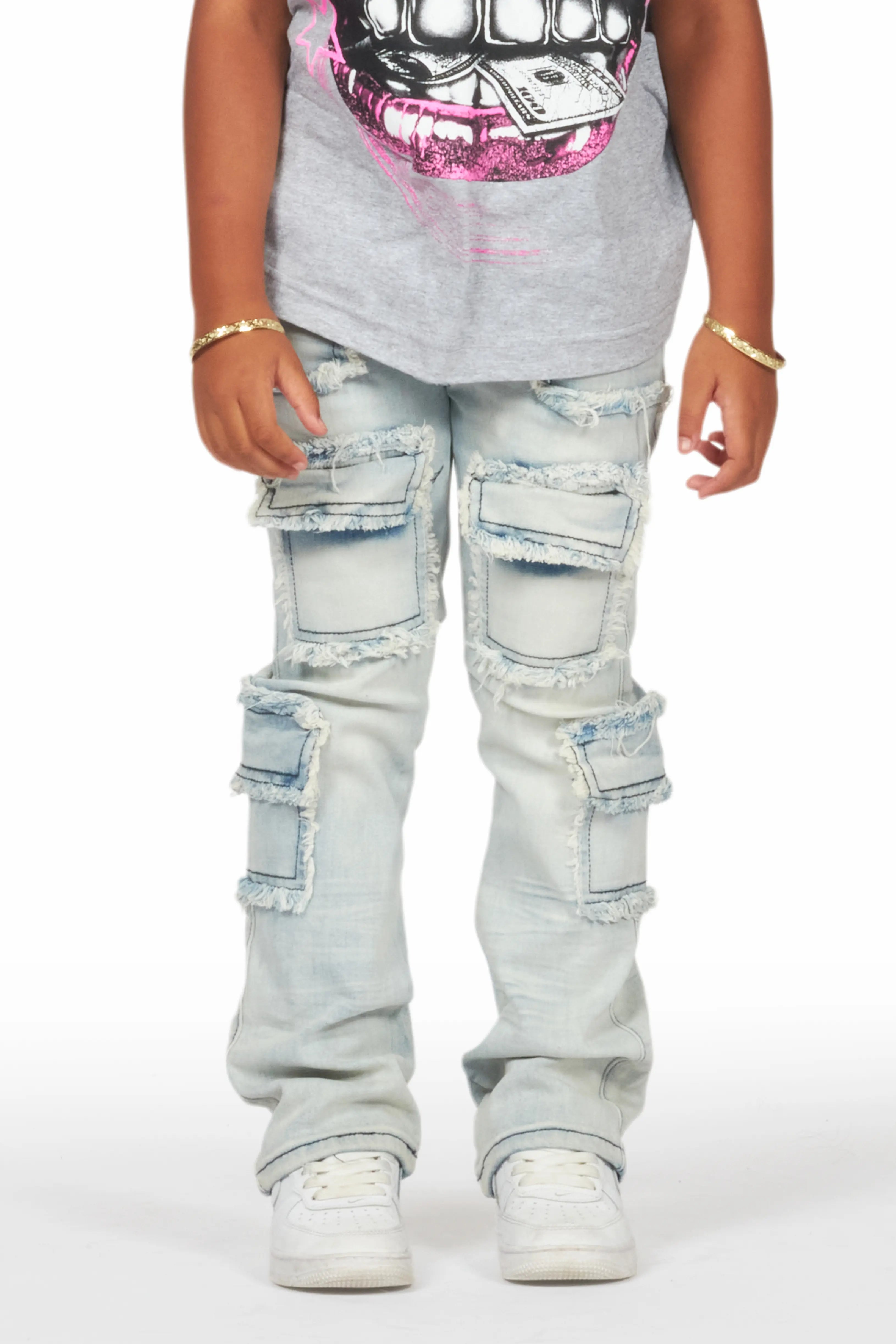 Girls Addy Blue Skinny Fit Cargo Jean