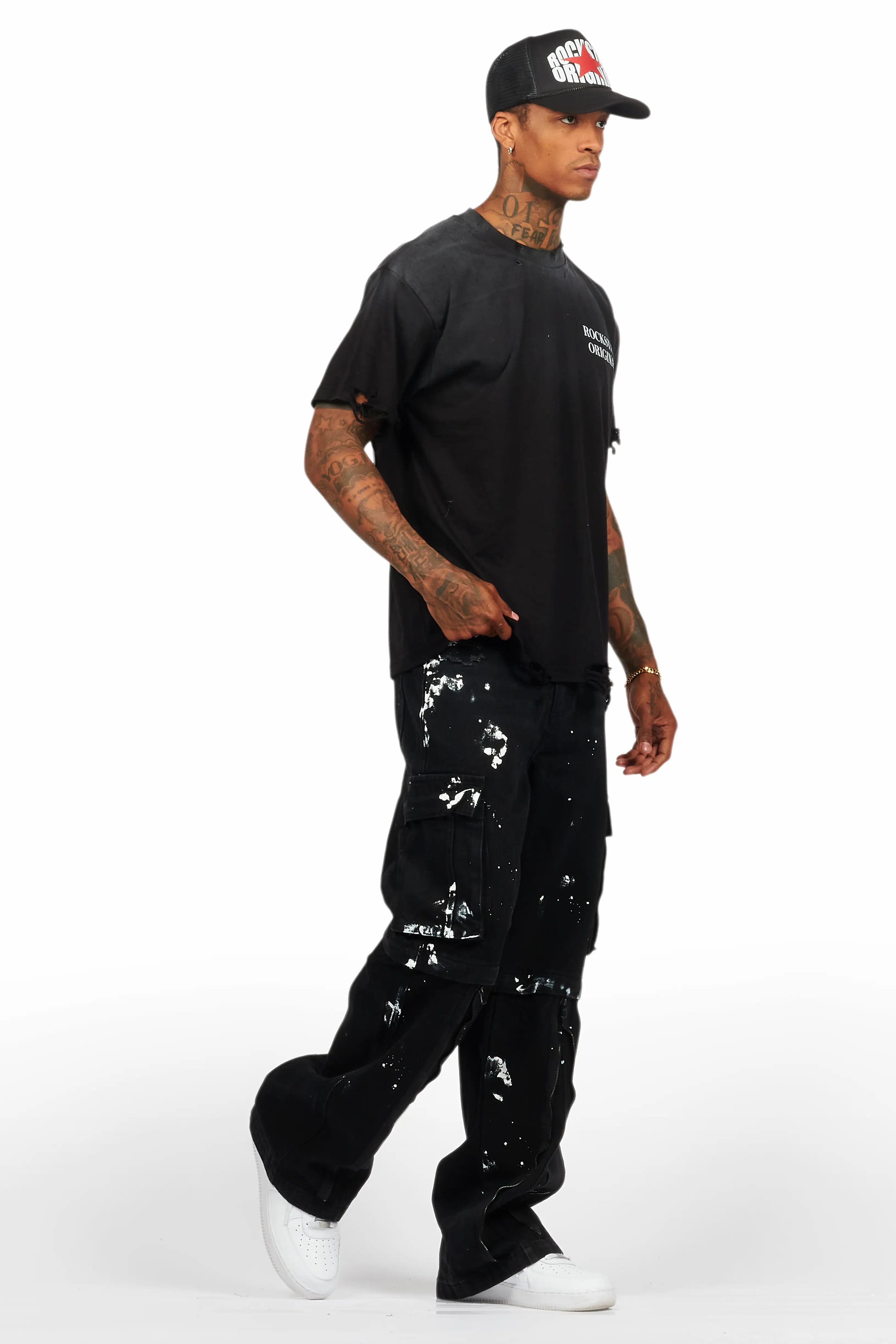 Rudo Black Painter Baggy Cargo Jean