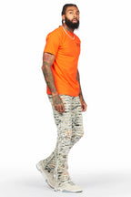 Dayte Nite Orange T-Shirt & Baelor Stacked Flare Jean