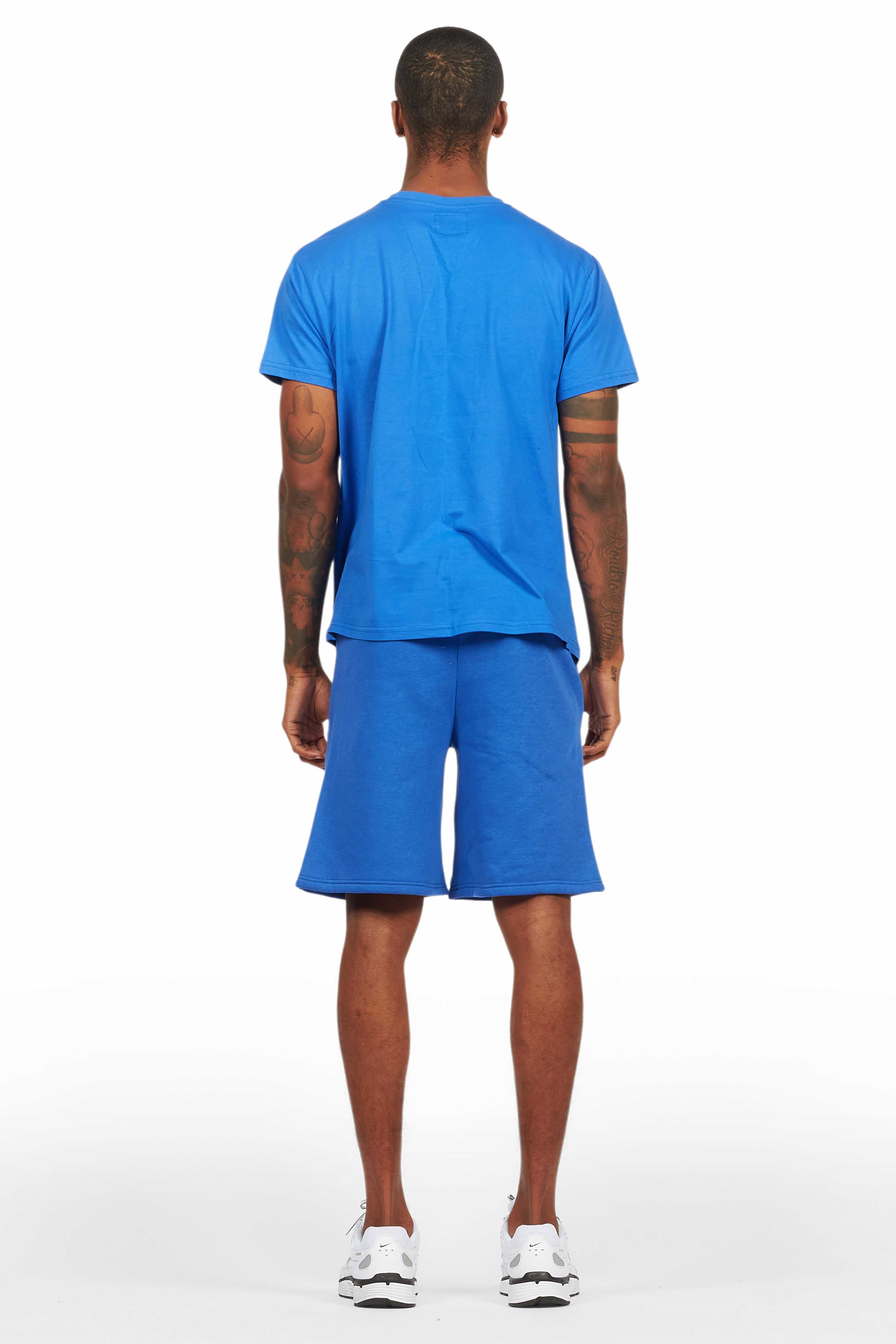 Beno Royal Blue Graphic T-Shirt Short Set