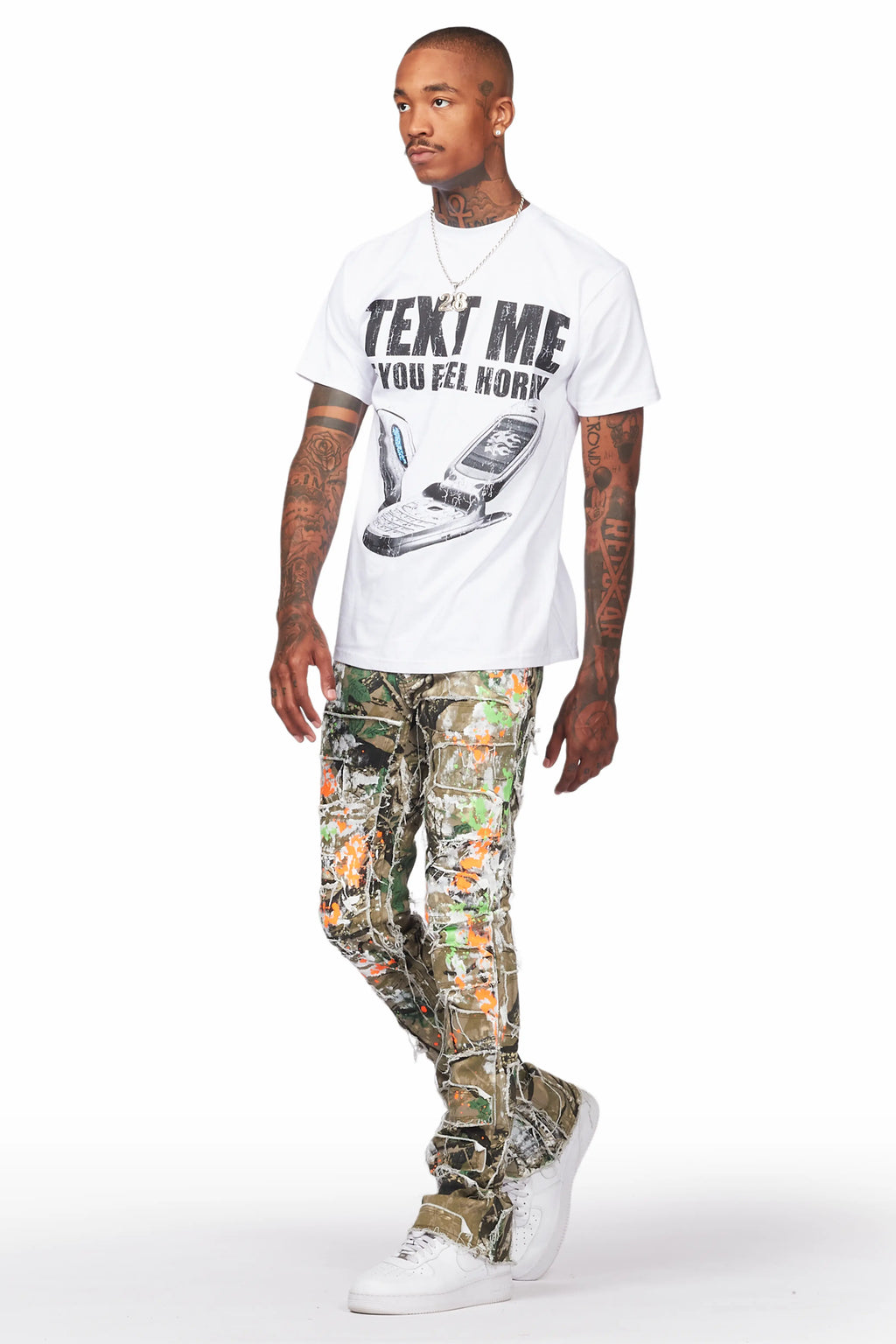 Egras Tree Camo Painter Stacked Flare Jean